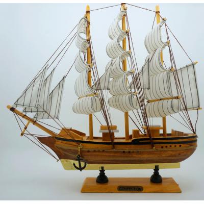 地中海風格木製帆船模型(35X...