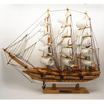 地中海式手工木製帆船模型擺設(...